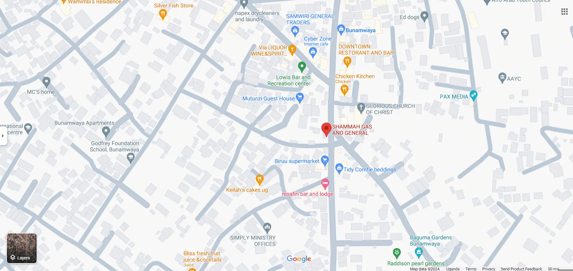 google maps location for shammah gas